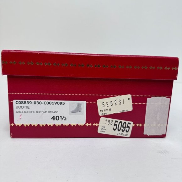 Rene Caovilla Suede w/ Rhinestone Heel Booties Gray Silver - Picture 7 of 9